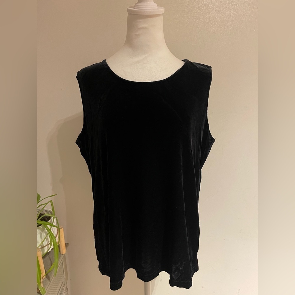 Caribou Black Velvet Sleeveless Top XL – Goth Witchy Minimal Dark Aesthetic - Picture 2 of 10